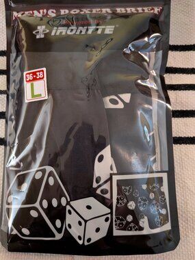 Men's Dice Gambling Boxer Brief Underwear Sockopath Size L 36-38
